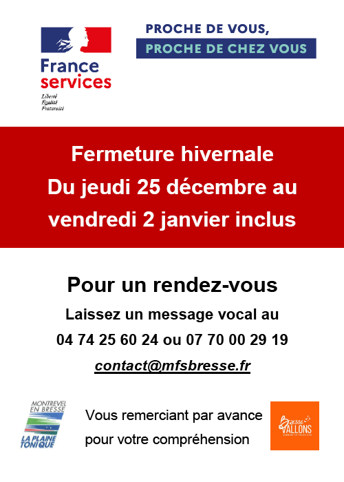 Affiche fermeture hivernale 2025 France services